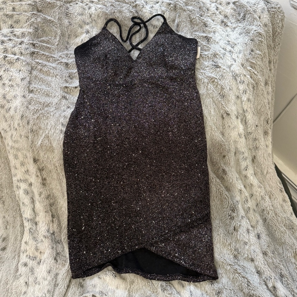Windsor Black Sparkly Halter Bodycon Mini Dress